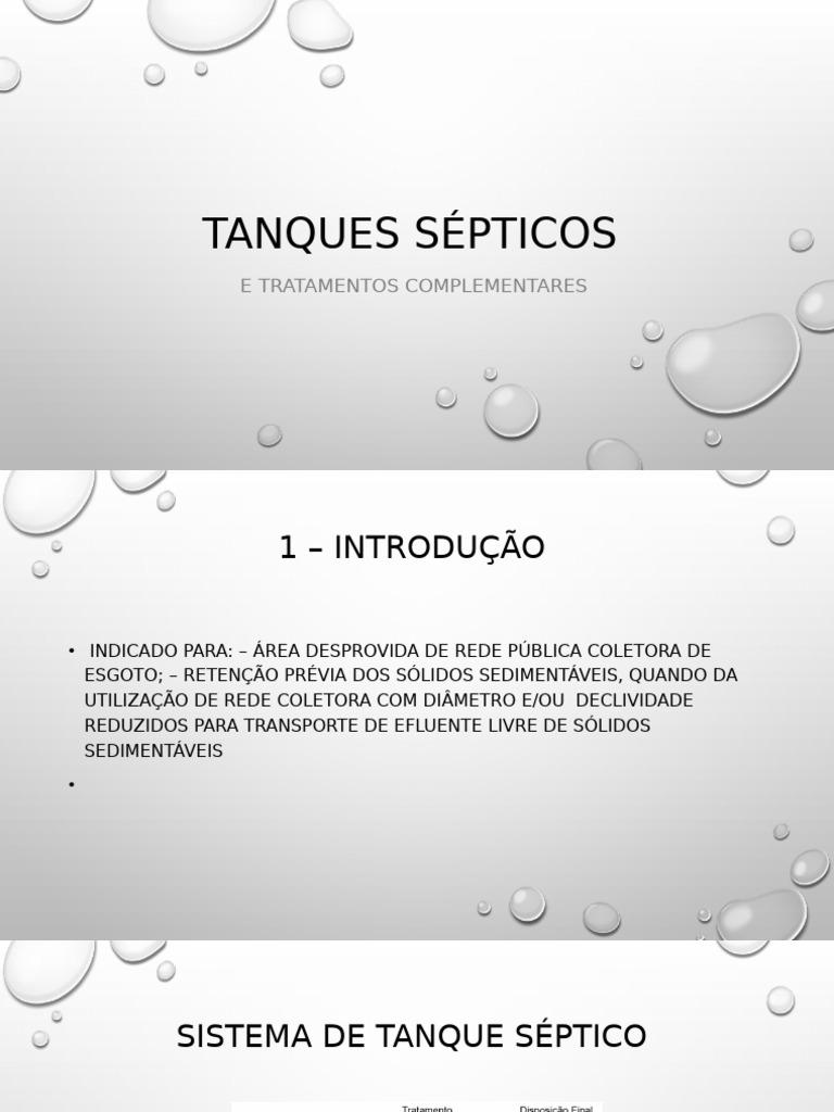 Tanques Sépticos e Tratamentos Complementares | PDF