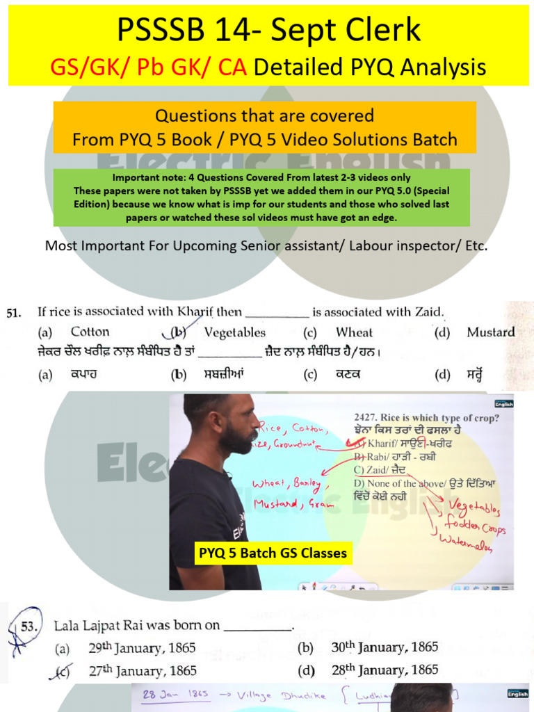 PSSSB PYQ 5 Book Overview | PDF