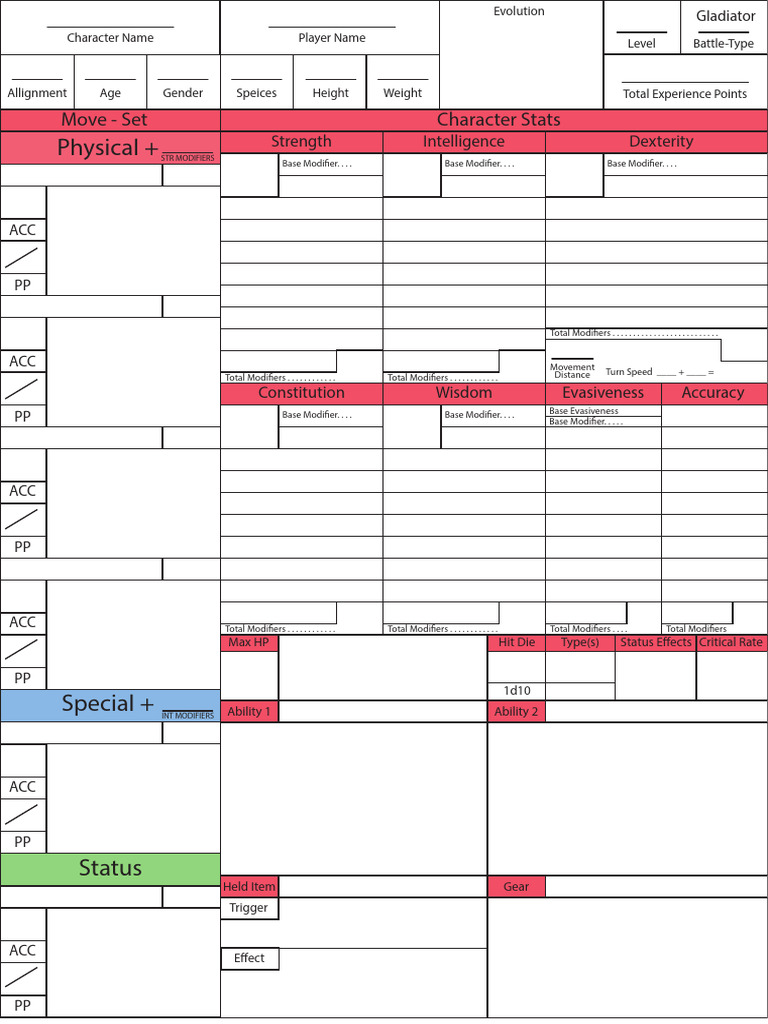 Pokémon Gladiator Character Stats | PDF | Video Games | Role Playing