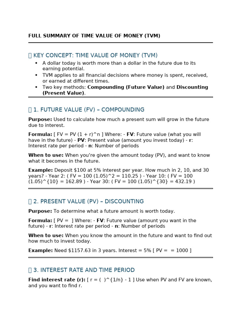 Time Value of Money Overview | PDF | Time Value Of Money | Present Value