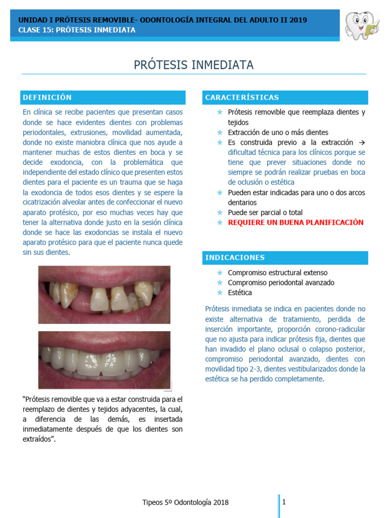 Prótesis Inmediata en Odontología | PDF | Odontología | Medicina