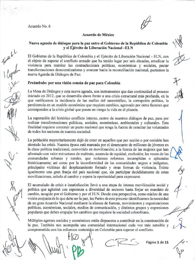 Acuerdo de México - Agenda Diálogos de Paz Entre El Gobierno Petro y El ...