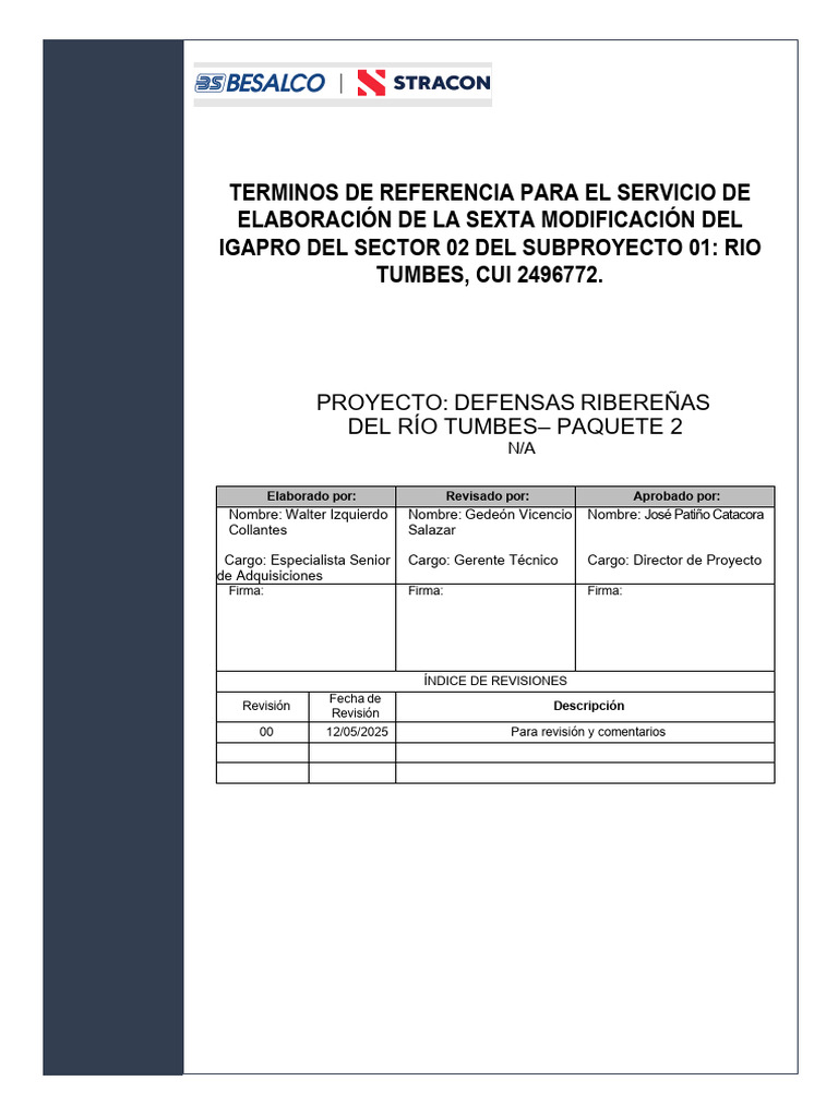 Términos de Referencia IGAPRO Río Tumbes | PDF | Evaluación de impacto ...