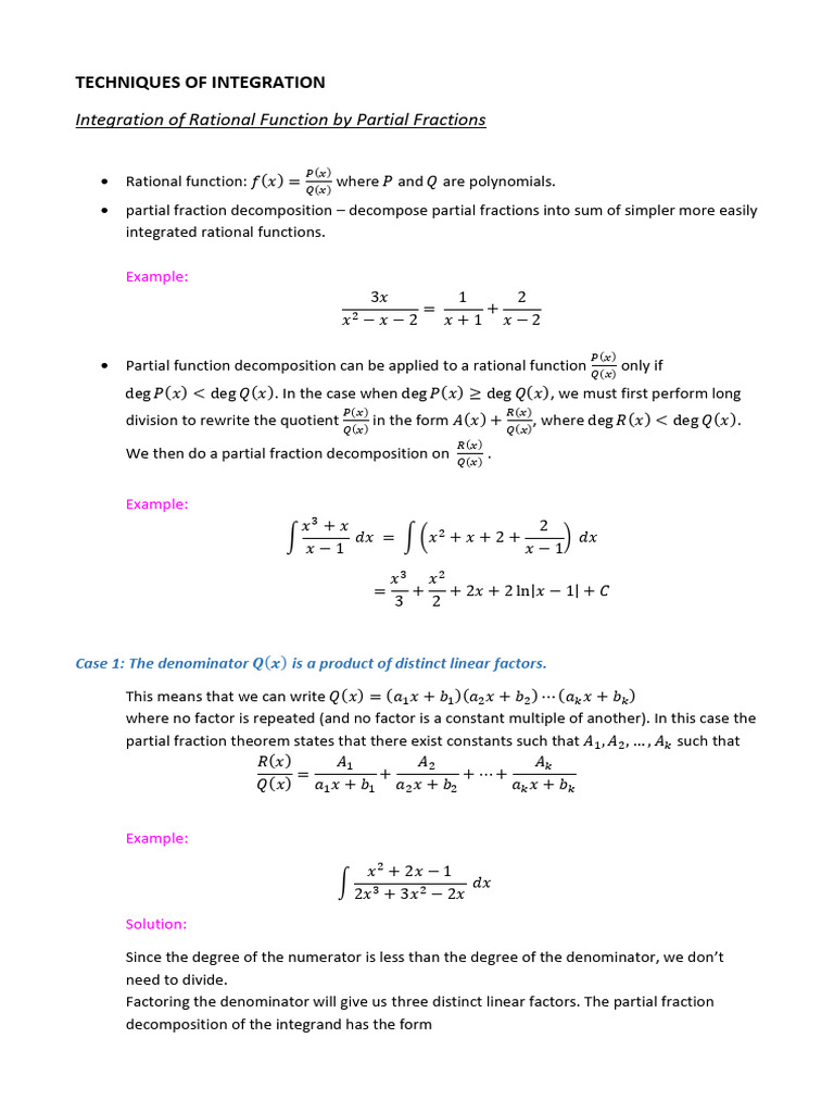 Integration of Rational Functions | PDF | Algebra | Arithmetic