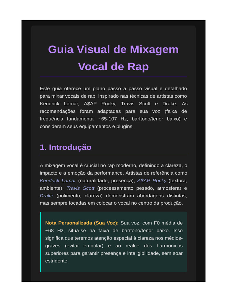 Mixagem de Vocais de Rap: Guia Visual | PDF | Canto | Som