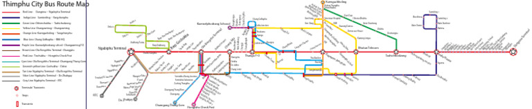 Thimphu City Bus Route Overview | PDF