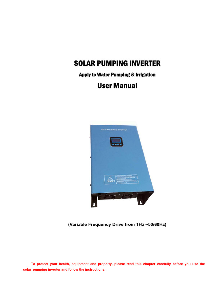 Solar Pumping Inverter User Manual | PDF | Power Inverter | Electricity