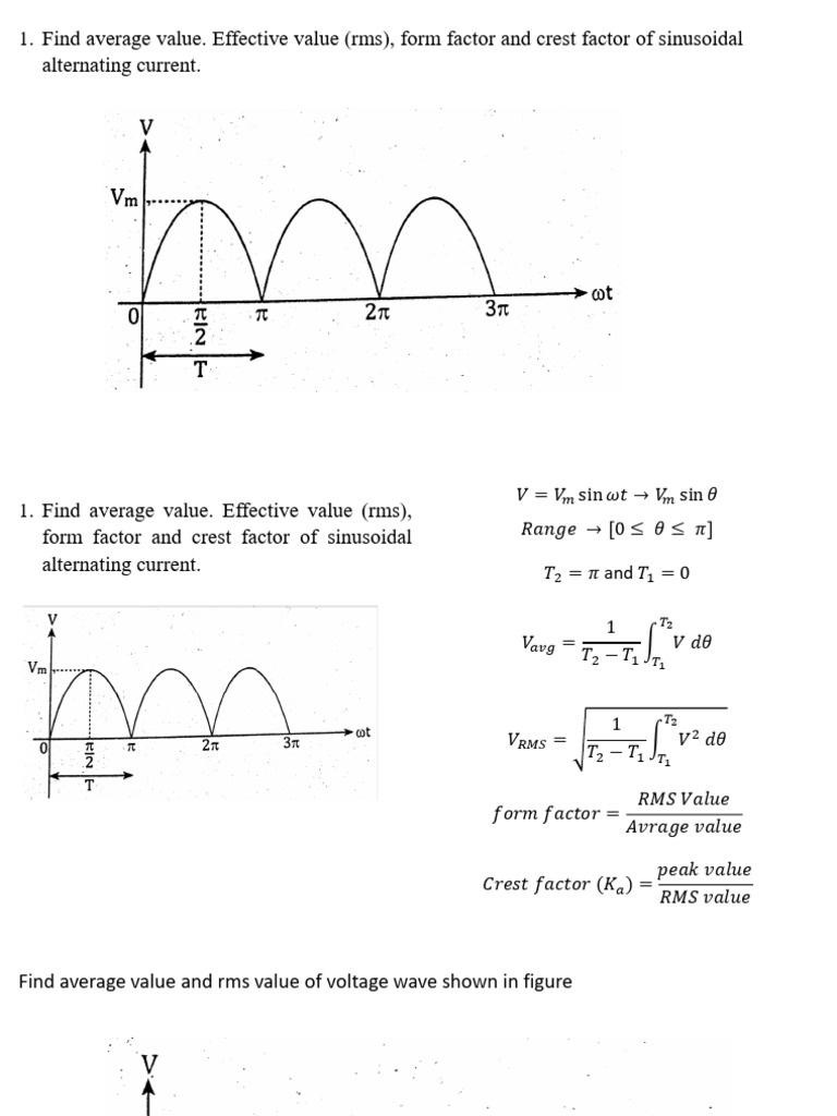 Average and RMS Values of AC Waveforms | PDF | Electrical Impedance ...