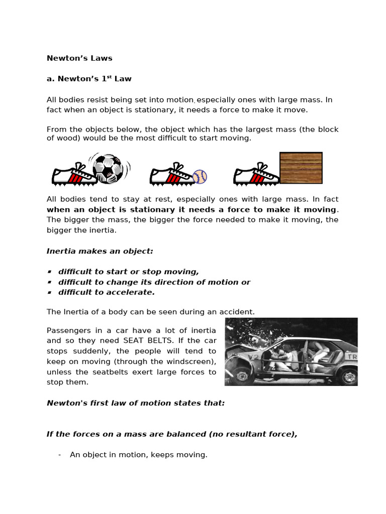 Newtons Laws | PDF | Force | Inertia