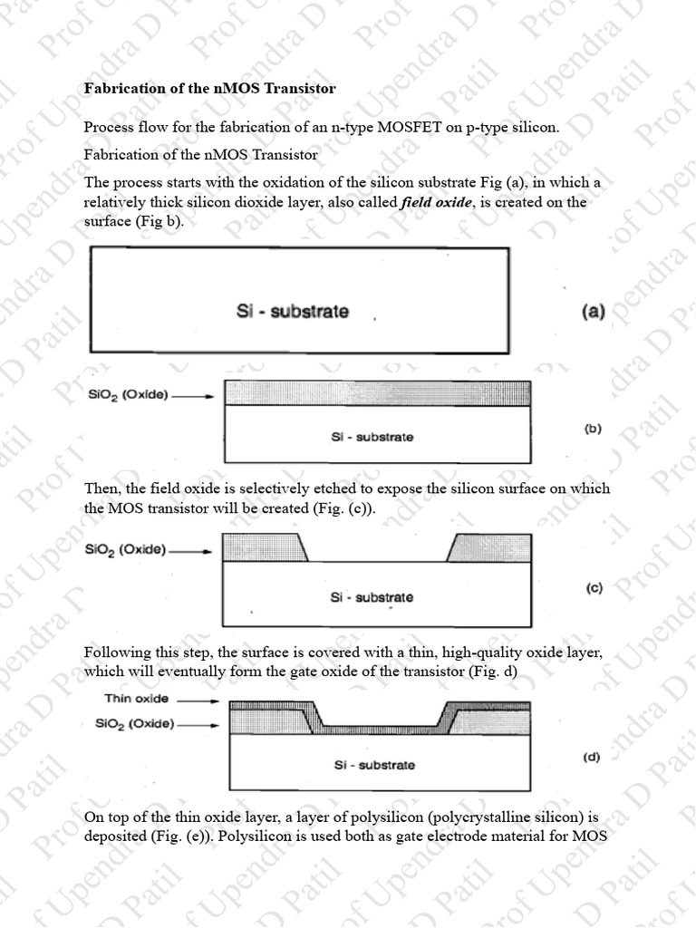 nMOS Transistor Fabrication Process | PDF | Mosfet | Field Effect ...