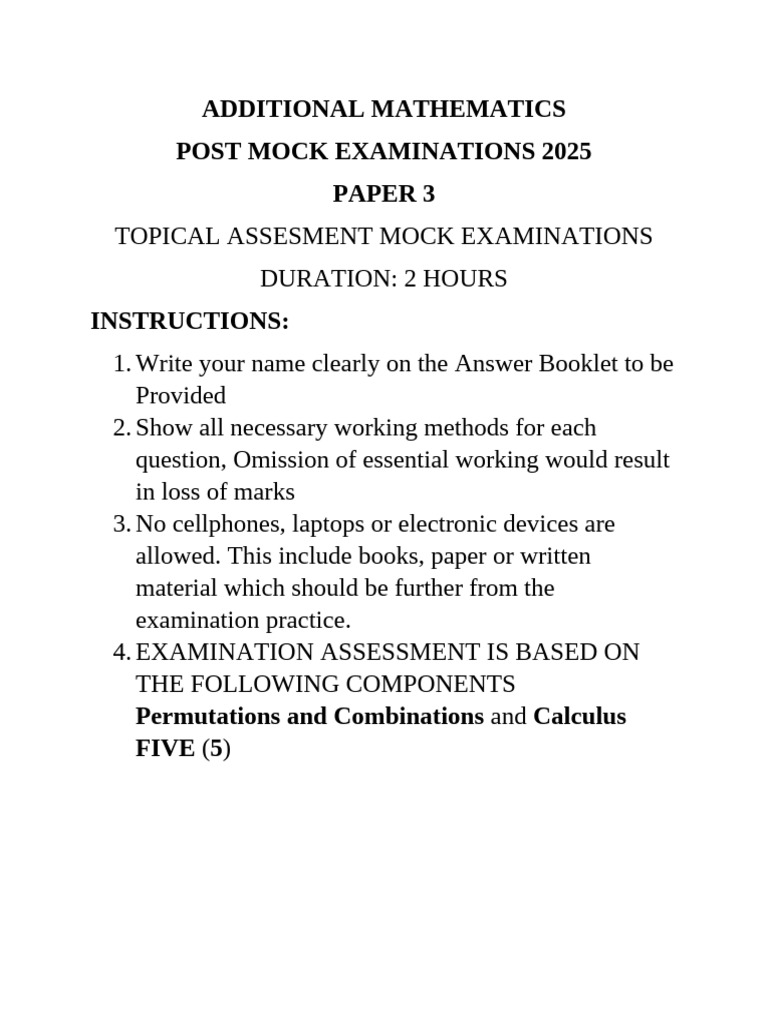 Pre Mock Addma Paper 3 | PDF