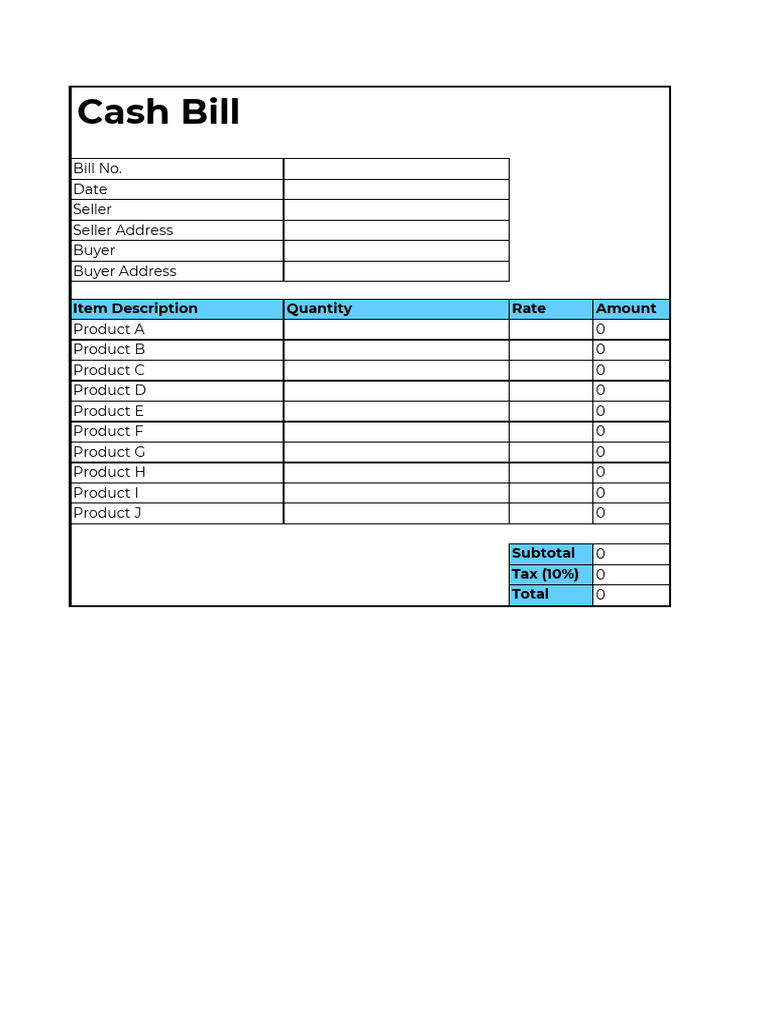 Cash Bill Template Format | PDF | Economies | Business