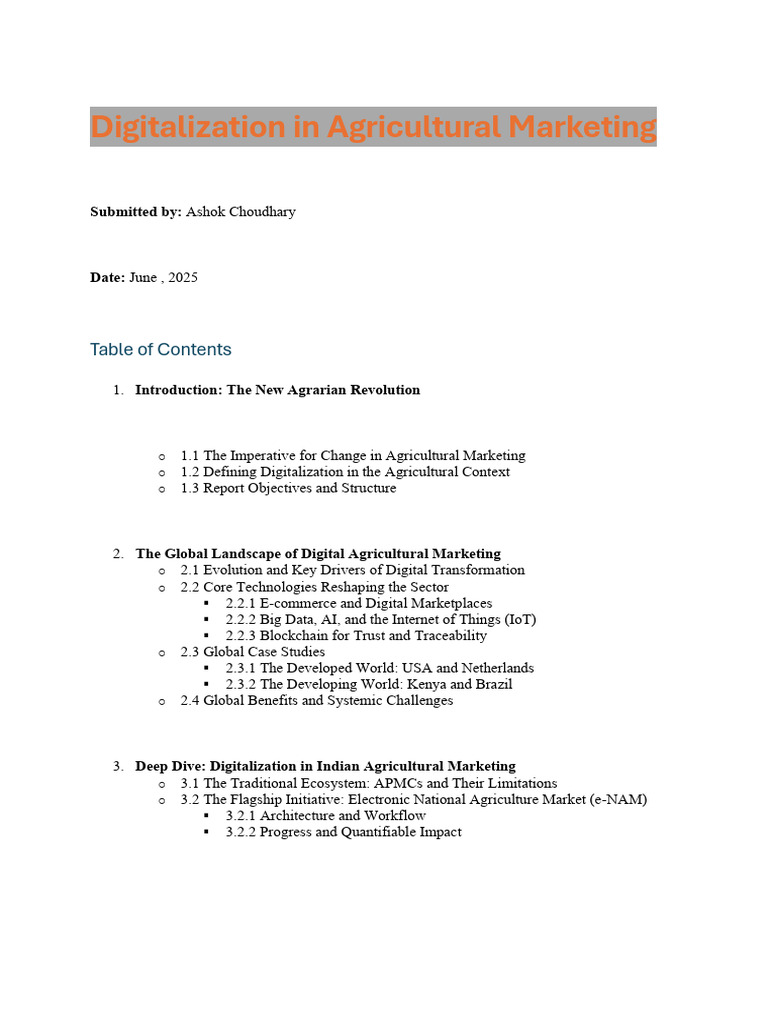 Digitalization in Agricultural Marketing | PDF | Internet Of Things ...