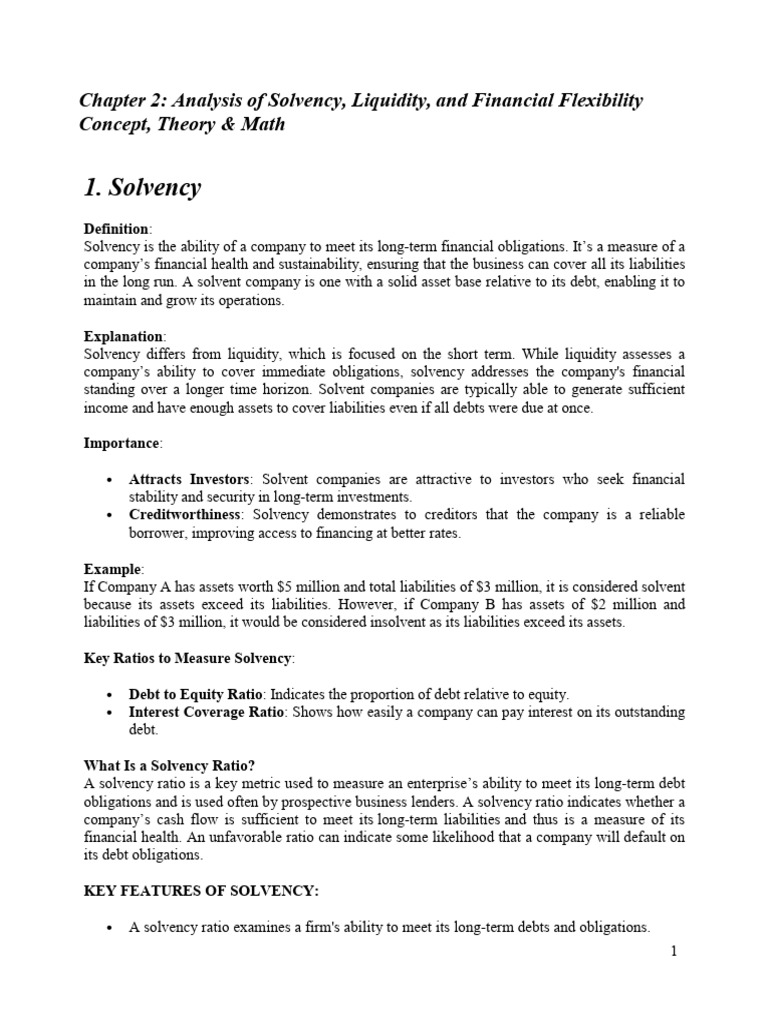 Solvency vs. Liquidity Explained | PDF | Market Liquidity | Debt