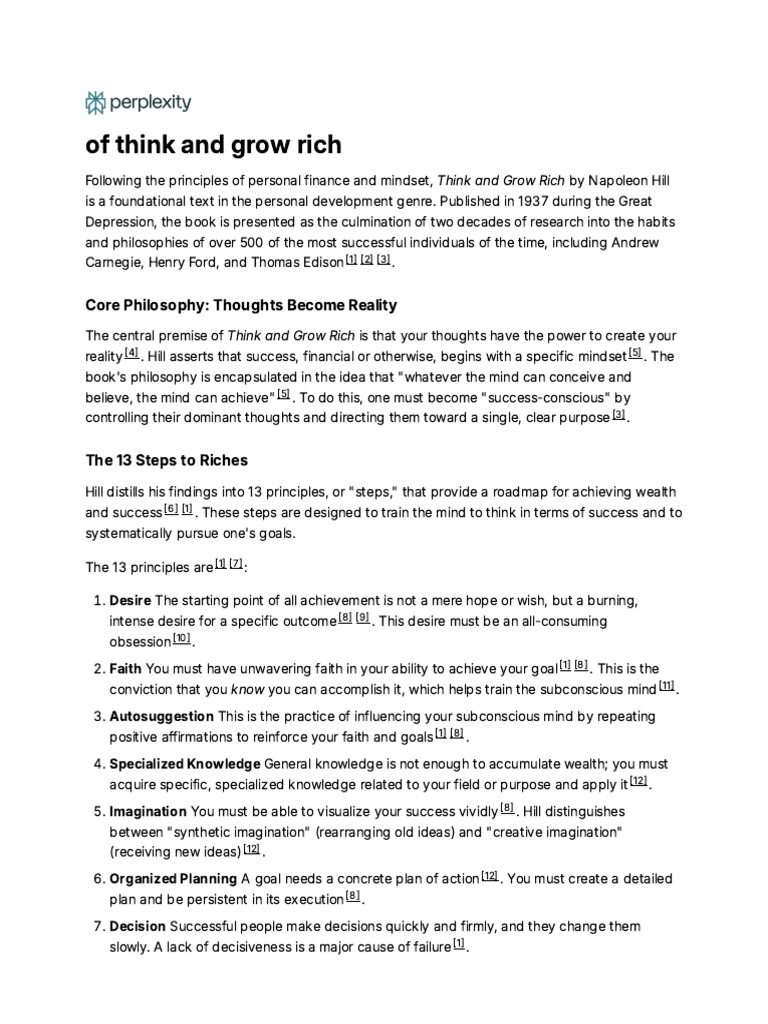 Principles of Think and Grow Rich | PDF | Mind | Napoleon Hill