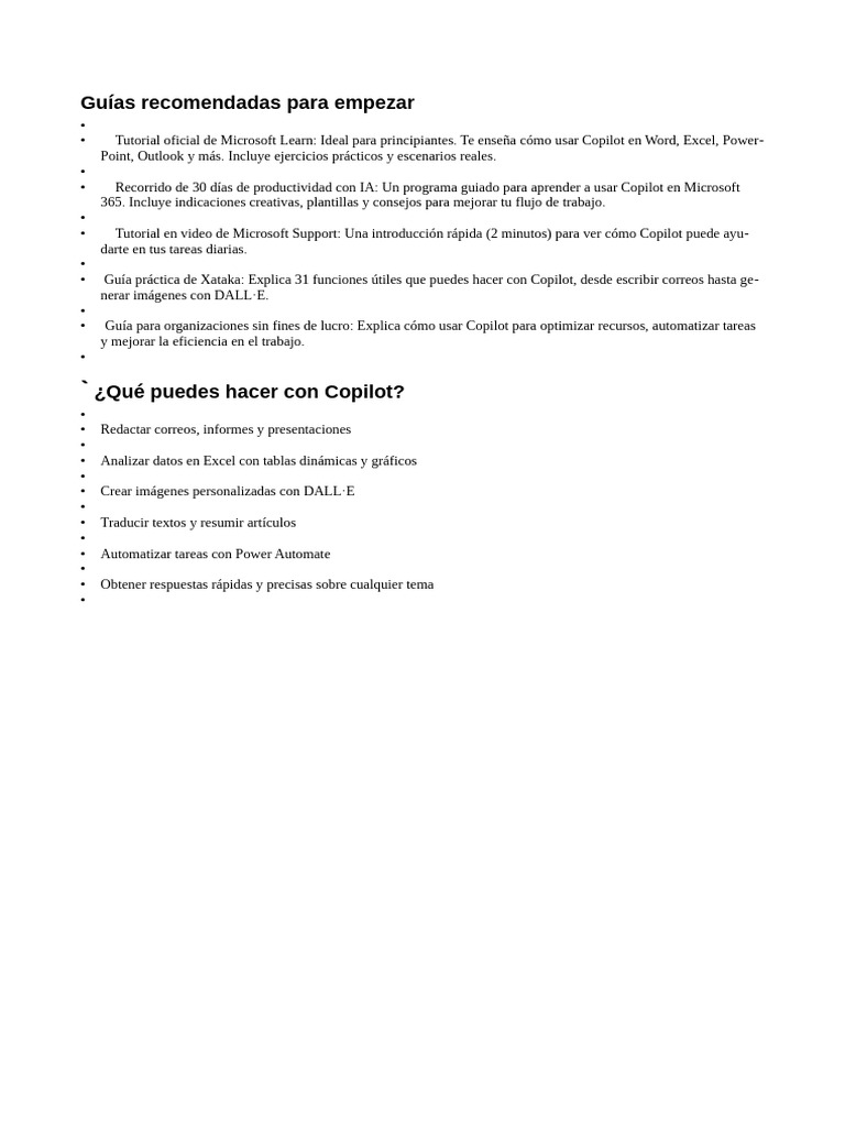 Guía de inicio para usar Copilot | PDF