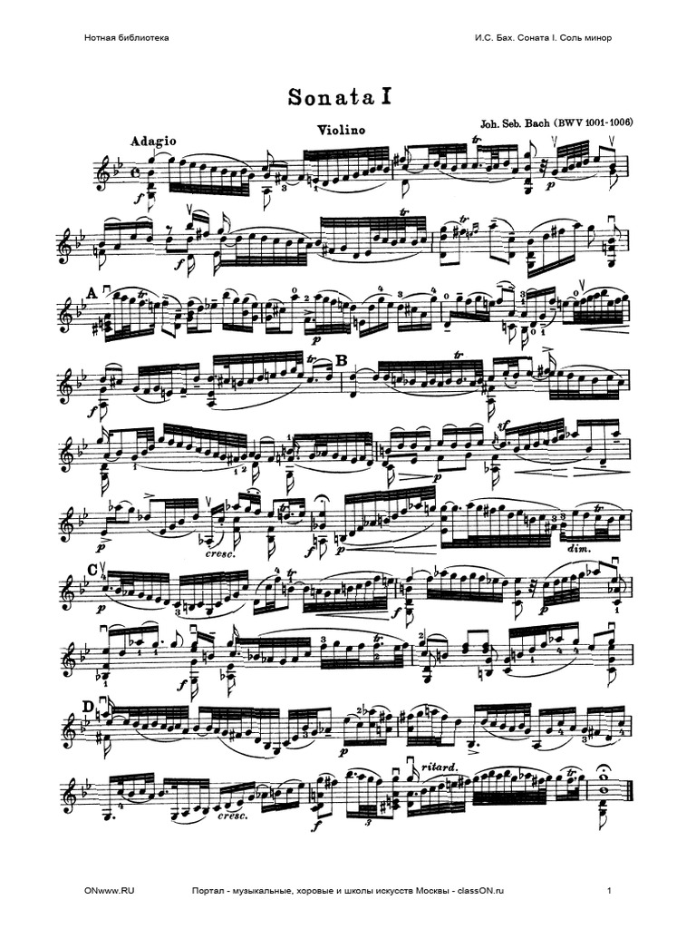 (Classon - Ru) Bach-Sonata I Sol Minor | PDF
