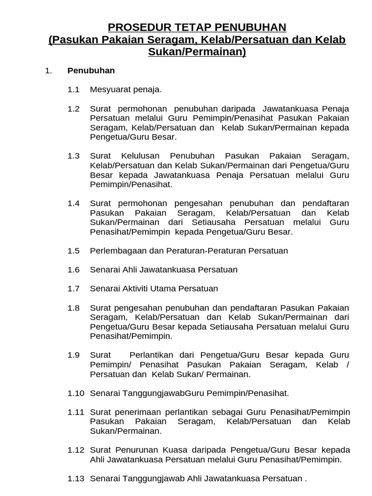 Prosedur Tetap Penubuhan | PDF