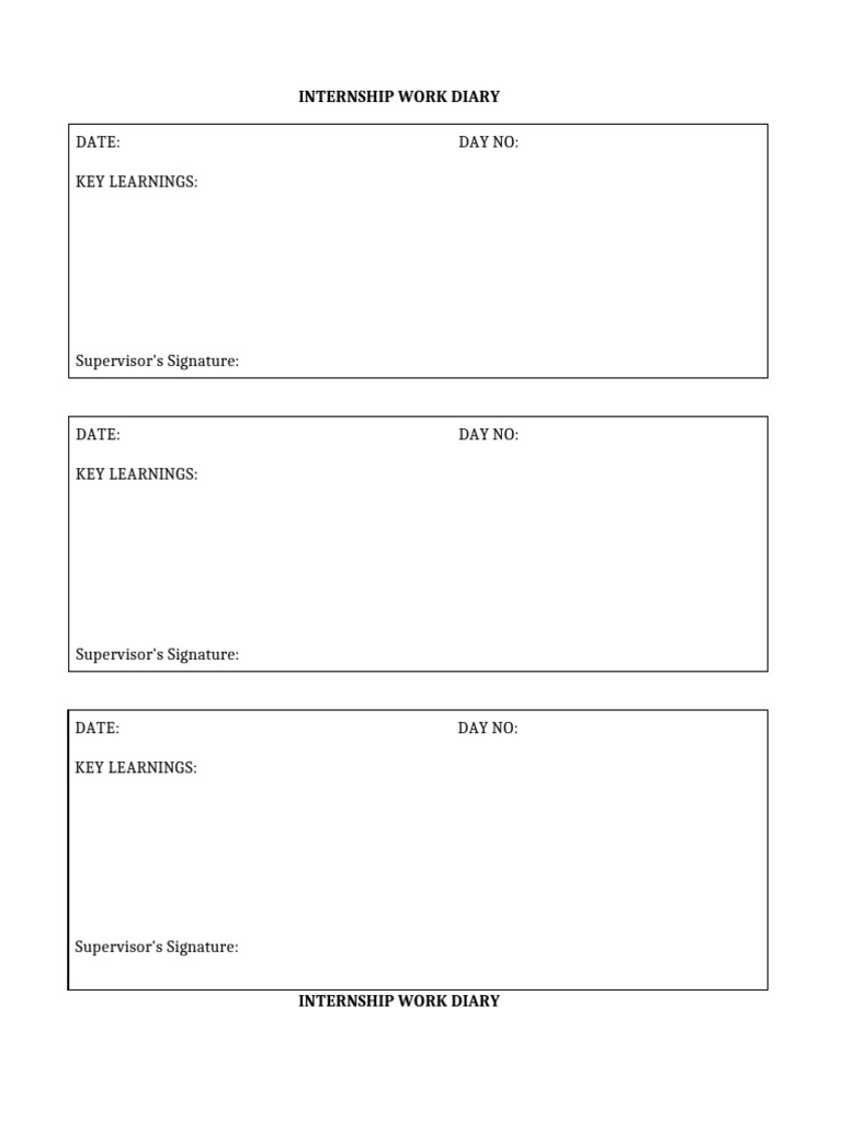 Internship Work Diary Template | PDF