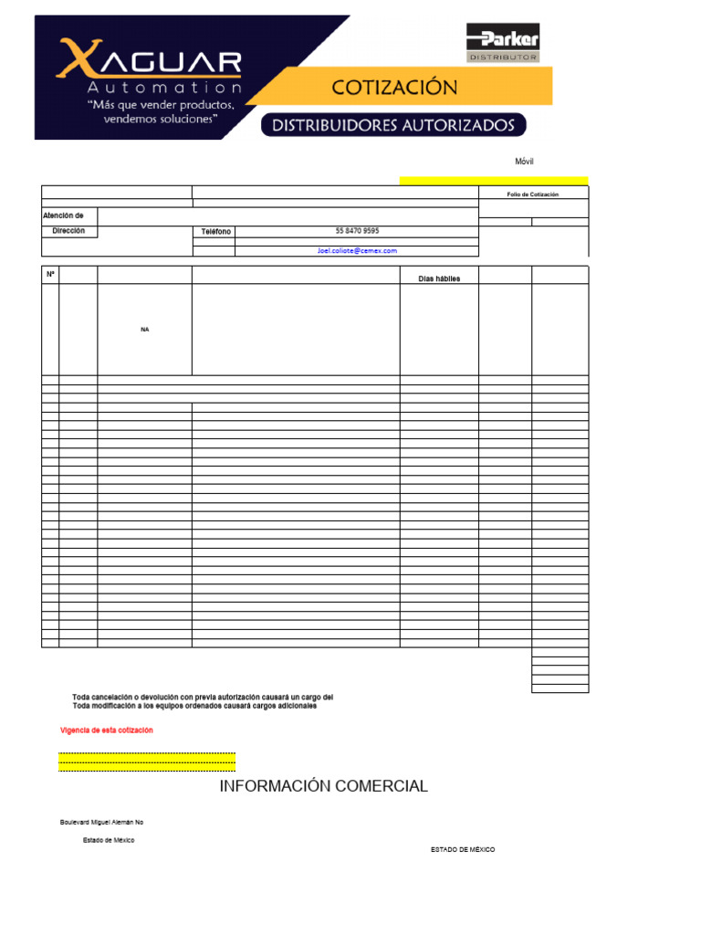 Cotización Servicio Hidráulico CEMEX | PDF