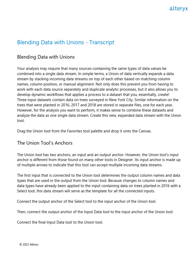 Union Tool Usage in Data Blending | PDF | Data | Information