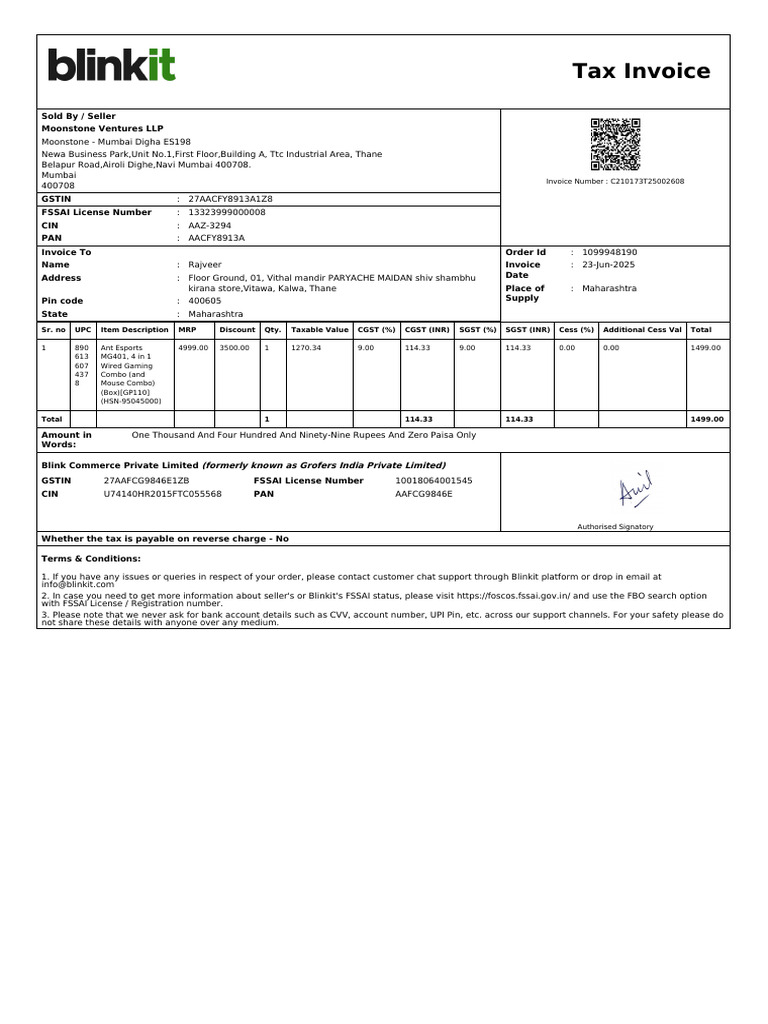 Ant Esports MG401 Invoice Details | PDF | Invoice | Payments