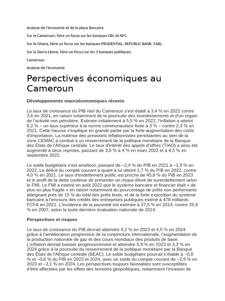 Économie et banques en Afrique de l'Ouest | PDF | Banques | Dette publique