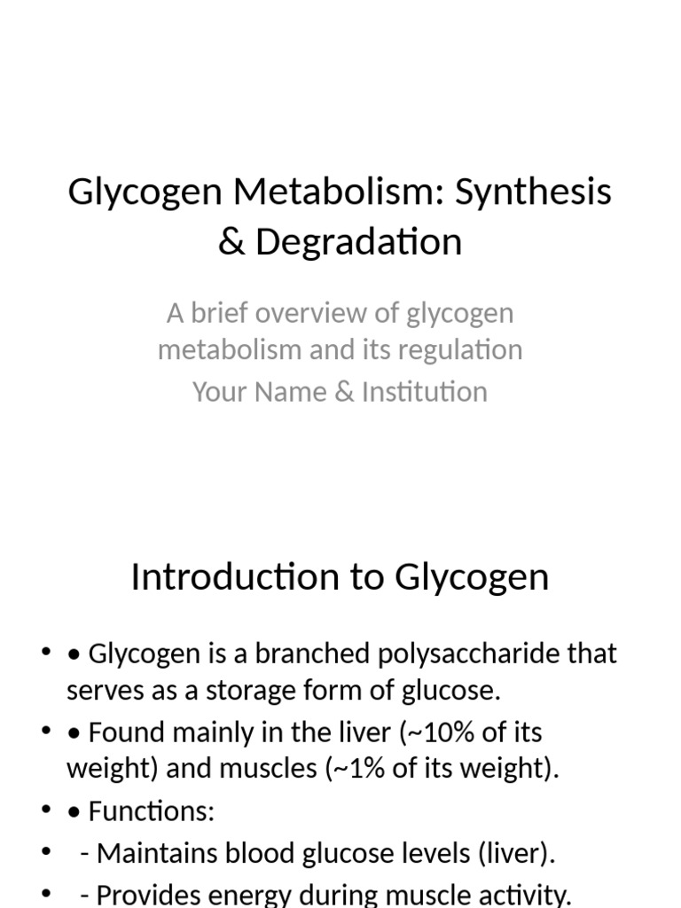Glycogen Metabolism Presentation | PDF | Glycogen | Glucose