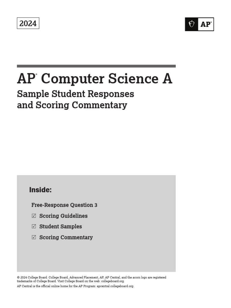 AP Computer Science A 2024 Scoring Guide | PDF | String (Computer ...