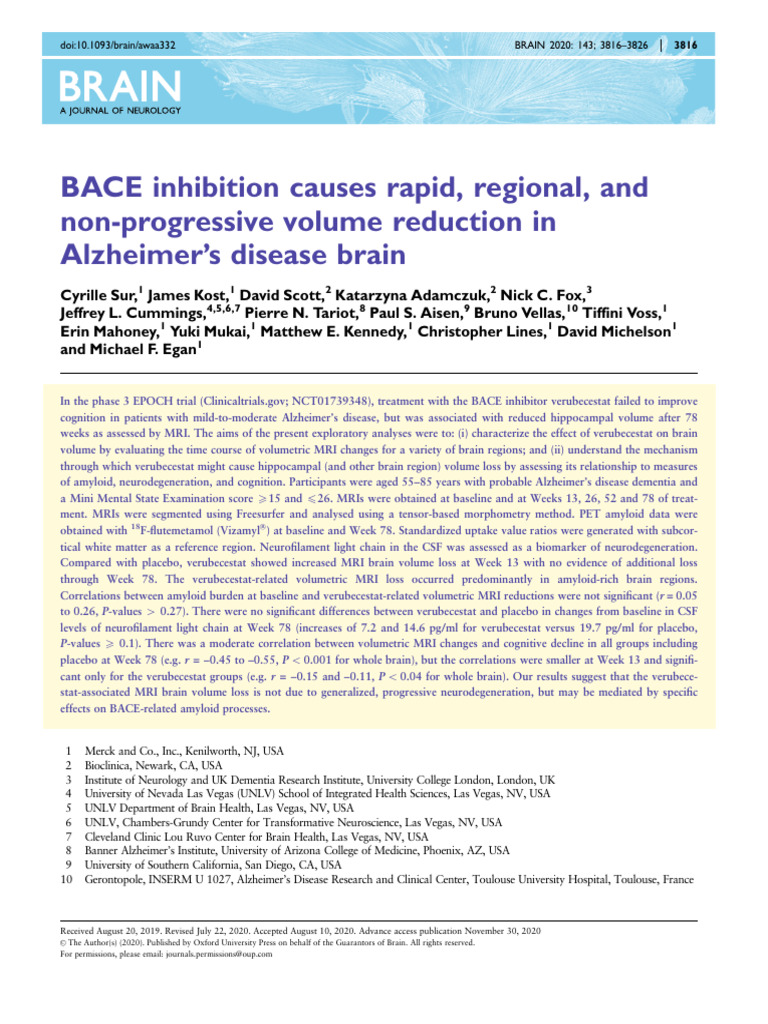 BACE Inhibition Causes Rapid, Regional | PDF | Cerebral Cortex ...