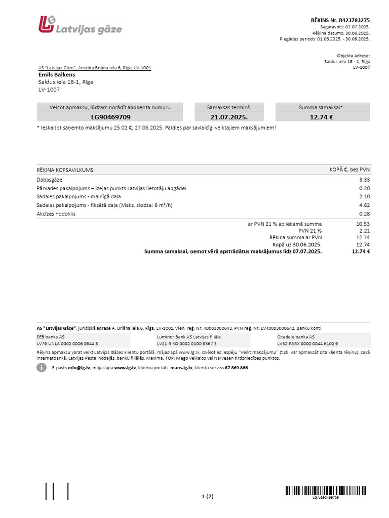 Invoice For Gas-2 | PDF