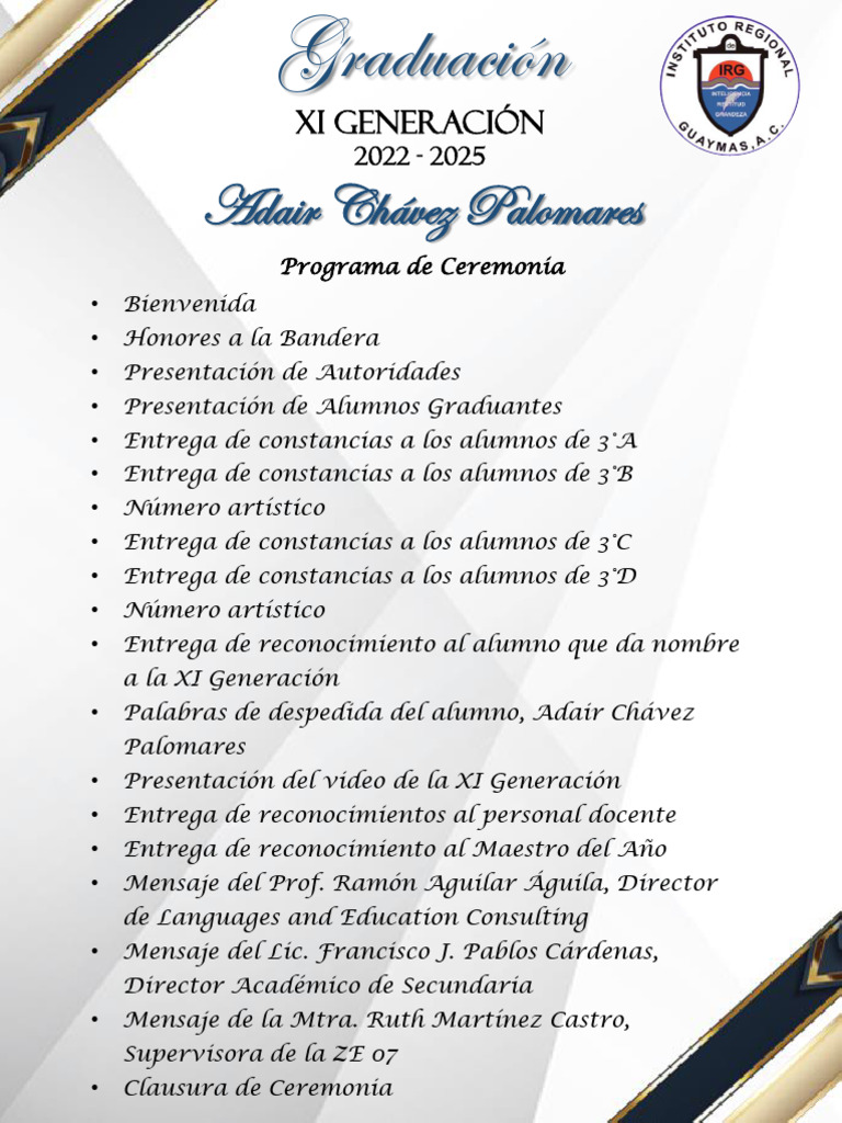 Ceremonia de Graduación XI Generación | PDF