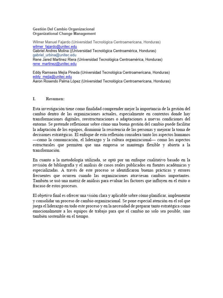 Gestión del Cambio Organizacional Efectiva | PDF | Liderazgo ...
