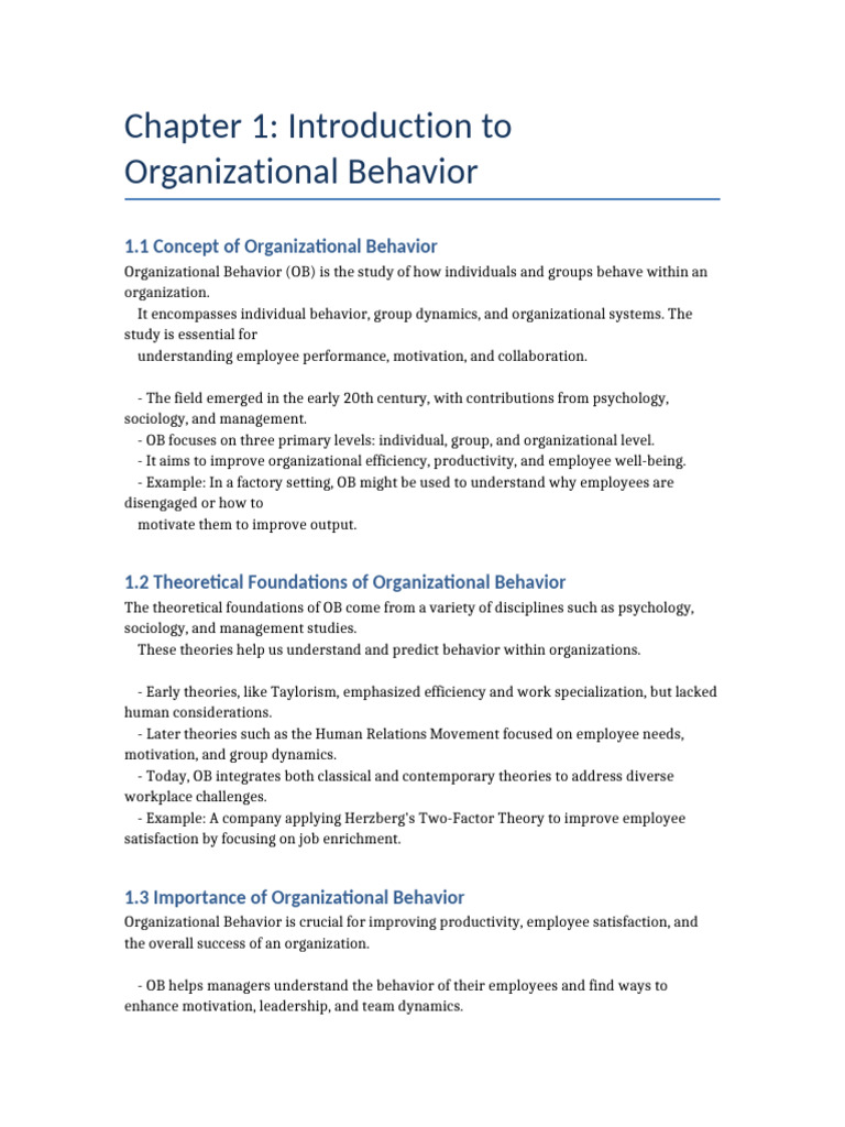 Introduction to Organizational Behavior | PDF | Organizational Behavior ...