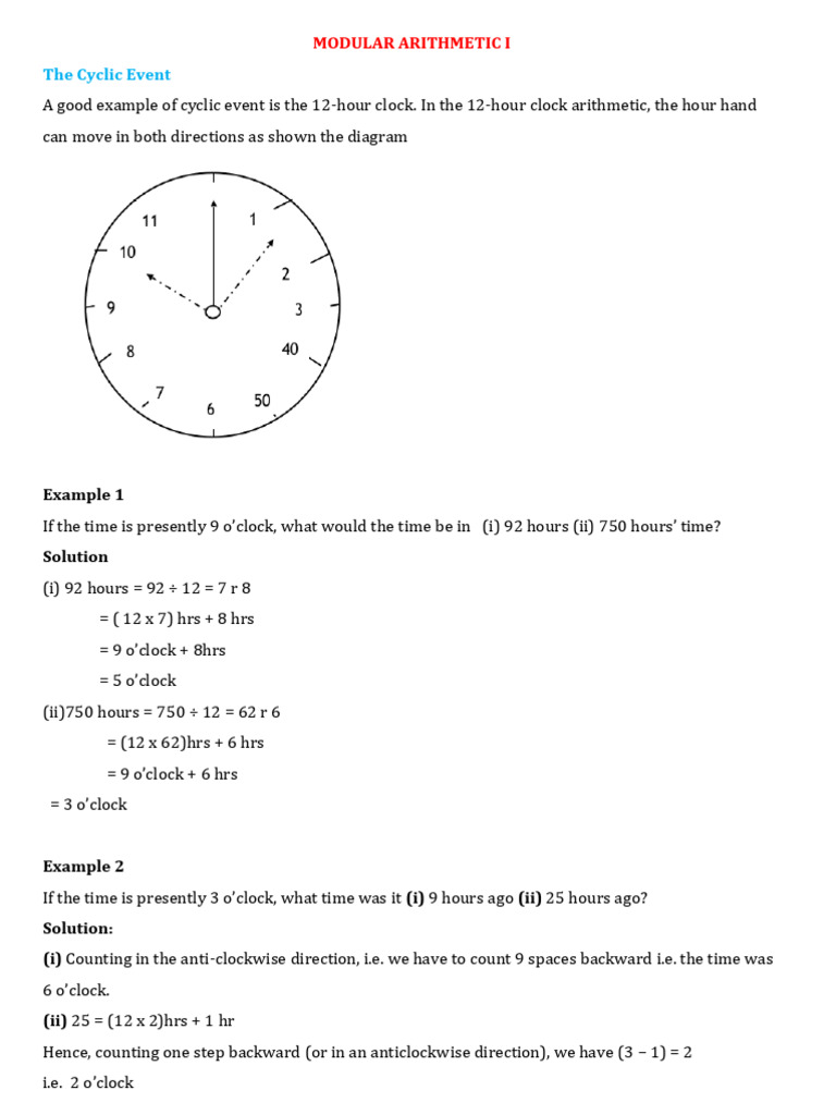 1.1.3 Modular Arithmetic I | PDF