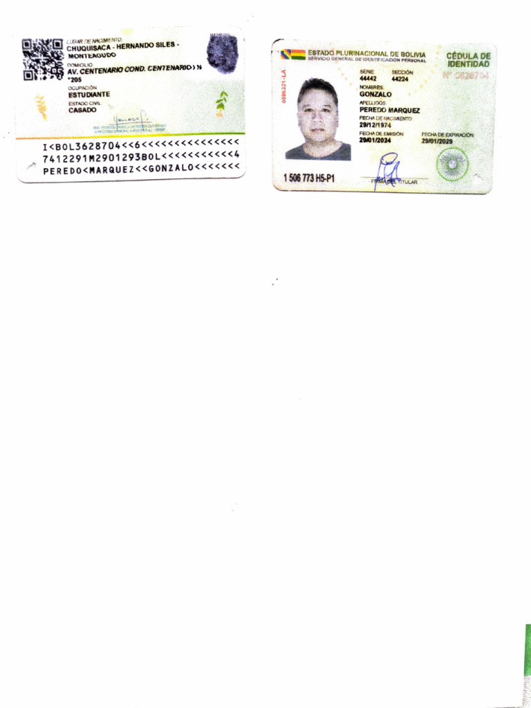 Cédula de Identidad en Bolivia | PDF