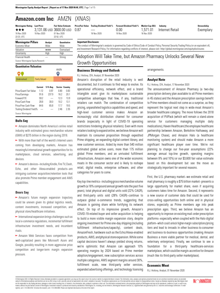 Amazon 2020 Annual Report Insights | PDF | Valuation (Finance) | Amazon ...