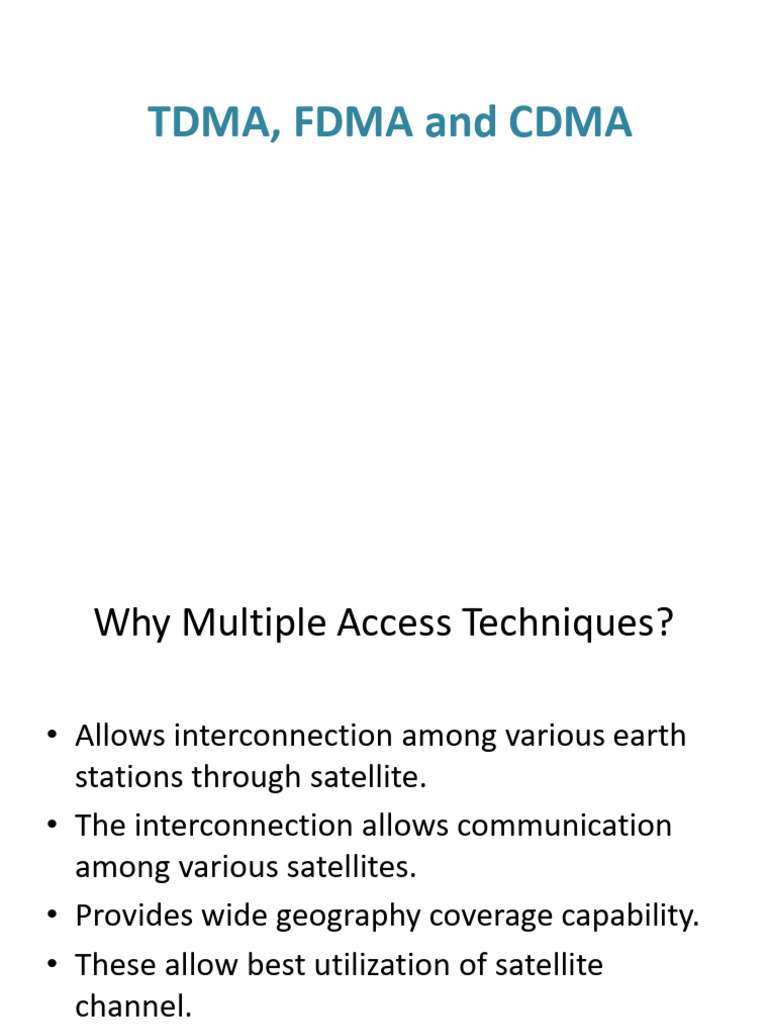 Overview of TDMA, FDMA, and CDMA | PDF | Channel Access Method | Duplex ...