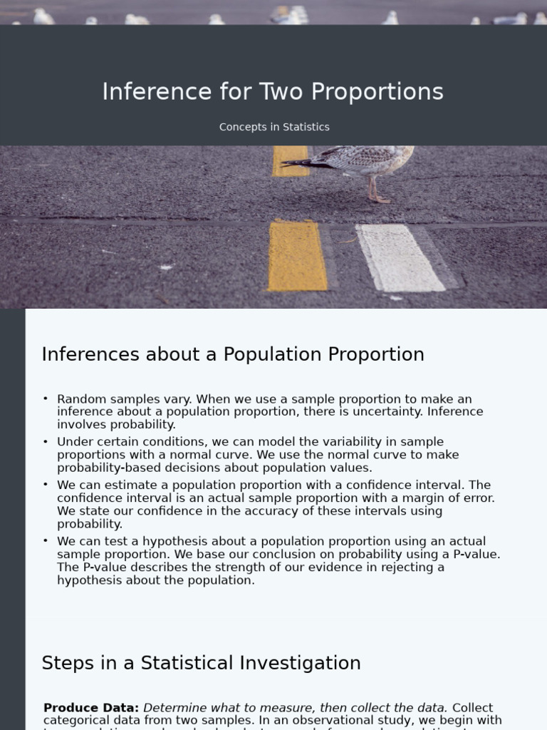 Statistical Inference for Two Proportions | PDF | P Value | Statistics