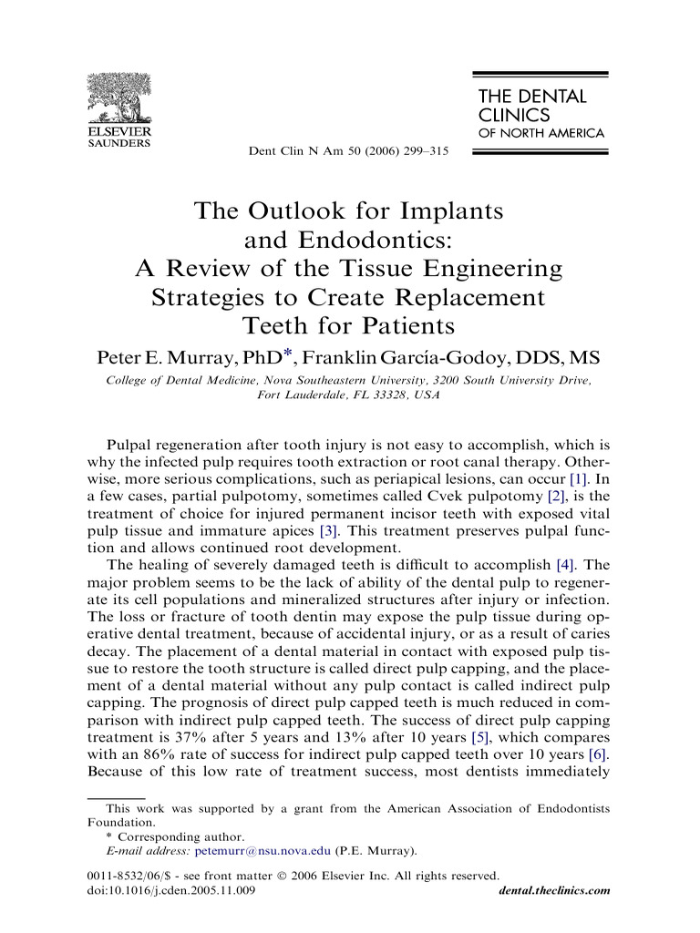 Tissue Engineering for Tooth Replacement | PDF | Human Tooth | Dentin