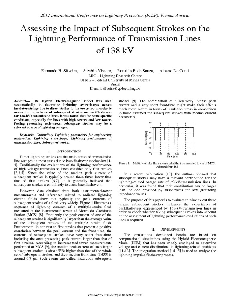 Lightning Performance of 138 kV Lines | PDF | Insulator (Electricity ...