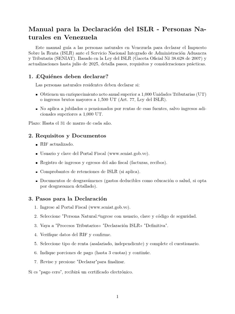Manual Declaración ISRL PN | PDF