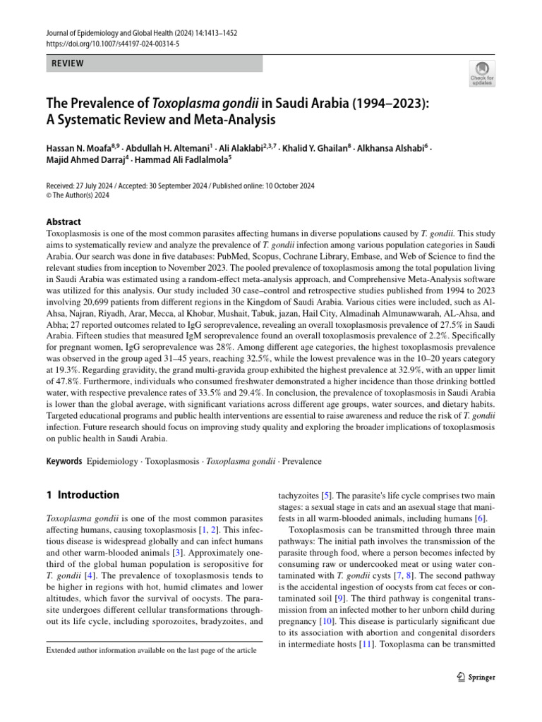 The Prevalence of in Saudi Arabia (1994-2023) : A Systematic Review and ...