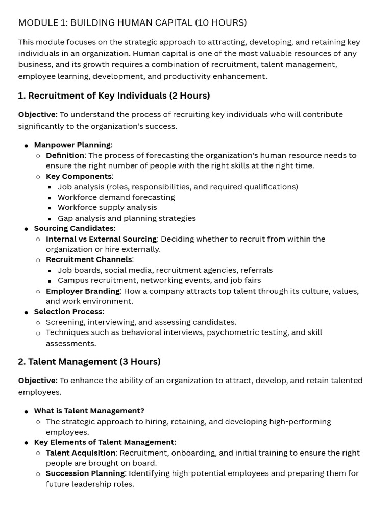 Human Capital Development Strategies | PDF | Recruitment | Talent ...