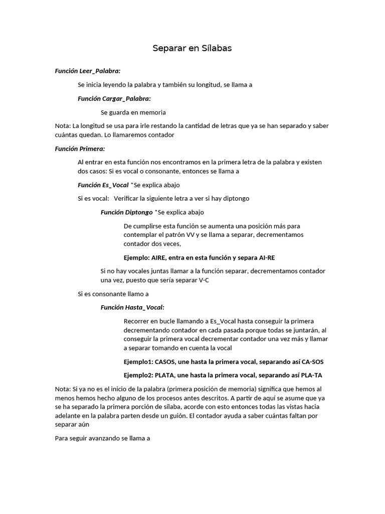 Separación de Sílabas en Palabras | PDF | Vocal | Sílaba