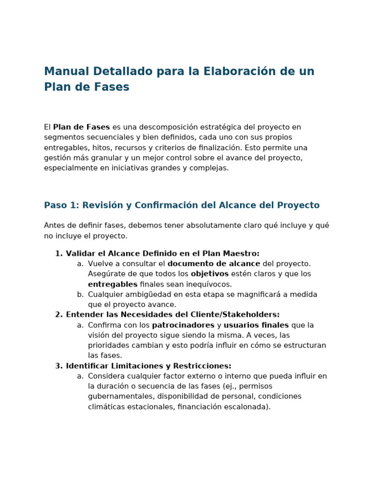 Guía para Crear un Plan de Fases Efectivo | PDF | Diseño | Planificación