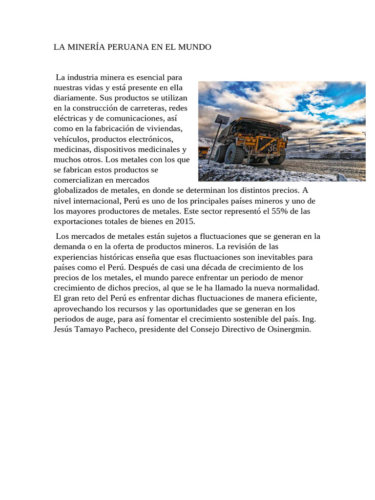 Impacto de la Minería en Perú y el Mundo | PDF