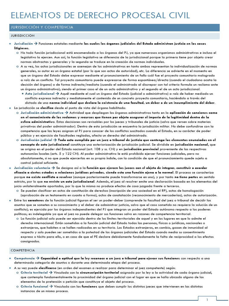 Jurisdicción y Competencia en Derecho Procesal | PDF | Jurisdicción ...