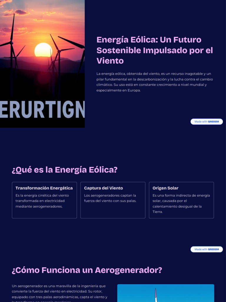 Energia Eolica Un Futuro Sostenible Impulsado Por El Viento | PDF ...
