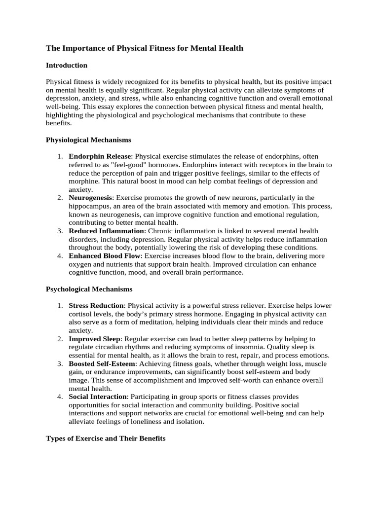 The Importance of Physical Fitness For Mental Health | PDF | Physical ...